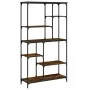 Estantería madera ingeniería acero roble ahumado 99x35,5x176 cm de , Librerías y estanterías - Ref: Foro24-835411, Precio: 86...