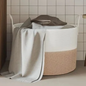 Cesta de almacenaje algodón marrón y blanco Ø51x33 cm by , Baskets - Ref: Foro24-358492, Price: 40,92 €, Discount: %