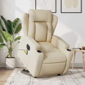 Sillón de masaje eléctrico reclinable elevable tela crema de , Sillones - Ref: Foro24-3204527, Precio: 395,79 €, Descuento: %