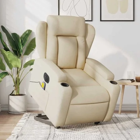 Sillón de masaje eléctrico reclinable elevable tela crema de , Sillones - Ref: Foro24-3204527, Precio: 395,79 €, Descuento: %