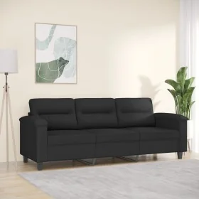 Sofá de 3 plazas de tela de microfibra negro 180 cm by , Sofas - Ref: Foro24-359570, Price: 368,97 €, Discount: %