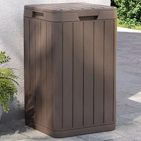 Cubo de basura de exterior PP marrón 38x38x65 cm de , Cubos de la basura y papeleras - Ref: Foro24-364226, Precio: 109,58 €, ...