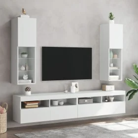 Muebles de TV con luces LED 2 uds blanco 30,5x30x102 cm von , TV-Möbel - Ref: Foro24-837016, Preis: 147,33 €, Rabatt: %
