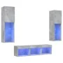 Muebles TV pared con LED 5 pzas madera ingeniería gris hormigón von , TV-Möbel - Ref: Foro24-3216607, Preis: 158,05 €, Rabatt: %