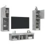 Muebles TV pared con LED 5 pzas madera ingeniería gris hormigón von , TV-Möbel - Ref: Foro24-3216607, Preis: 158,05 €, Rabatt: %