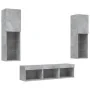 Muebles TV pared con LED 5 pzas madera ingeniería gris hormigón von , TV-Möbel - Ref: Foro24-3216607, Preis: 158,05 €, Rabatt: %