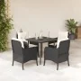 Set de muebles jardín 5 pzas con cojines ratán sintético negro by , Garden sets - Ref: Foro24-3211907, Price: 474,88 €, Disco...