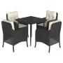 Set de muebles jardín 5 pzas con cojines ratán sintético negro by , Garden sets - Ref: Foro24-3211907, Price: 474,88 €, Disco...