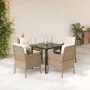 Set comedor de jardín 5 pzas con cojines ratán sintético beige von , Gartensets - Ref: Foro24-3211970, Preis: 523,70 €, Rabat...