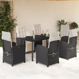 Set de comedor de jardín 7 pzas y cojines ratán sintético negro de , Conjuntos de jardín - Ref: Foro24-3212525, Precio: 946,2...