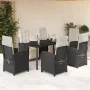 Set de comedor de jardín 7 pzas y cojines ratán sintético negro de , Conjuntos de jardín - Ref: Foro24-3212525, Precio: 946,1...