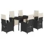 Set de comedor de jardín 7 pzas y cojines ratán sintético negro de , Conjuntos de jardín - Ref: Foro24-3212525, Precio: 946,1...