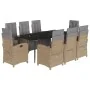 Set comedor de jardín 9 pzas con cojines ratán sintético beige von , Gartensets - Ref: Foro24-3212590, Preis: 1,00 €, Rabatt: %