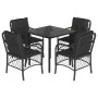 Set de muebles jardín 5 pzas con cojines ratán sintético negro de , Conjuntos de jardín - Ref: Foro24-3212104, Precio: 459,95...