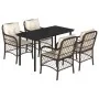 Set comedor de jardín 5 piezas y cojines ratán sintético marrón de , Conjuntos de jardín - Ref: Foro24-3212119, Precio: 501,4...