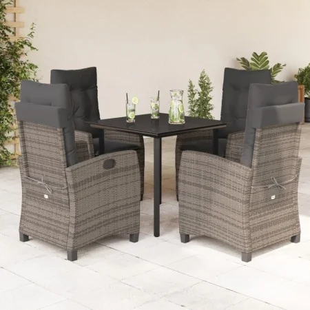 Set comedor de jardín 5 piezas con cojines ratán sintético gris by , Garden sets - Ref: Foro24-3212793, Price: 668,09 €, Disc...