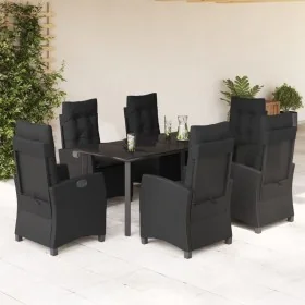 Set de comedor de jardín 7 pzas y cojines ratán sintético negro von , Gartensets - Ref: Foro24-3212758, Preis: 994,57 €, Raba...