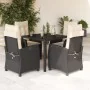 Set de muebles jardín 5 pzas con cojines ratán sintético negro by , Garden sets - Ref: Foro24-3212628, Price: 566,87 €, Disco...