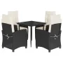 Set de muebles jardín 5 pzas con cojines ratán sintético negro by , Garden sets - Ref: Foro24-3212724, Price: 568,40 €, Disco...