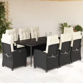 Set de comedor de jardín 9 pzas y cojines ratán sintético negro by , Garden sets - Ref: Foro24-3212730, Price: 1,00 €, Discou...