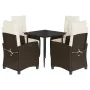Set comedor de jardín 5 piezas y cojines ratán sintético marrón de , Conjuntos de jardín - Ref: Foro24-3212764, Precio: 641,6...