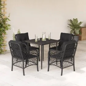 Set de muebles jardín 5 pzas con cojines ratán sintético negro by , Garden sets - Ref: Foro24-3212097, Price: 487,22 €, Disco...