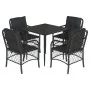 Set de muebles jardín 5 pzas con cojines ratán sintético negro by , Garden sets - Ref: Foro24-3212097, Price: 460,59 €, Disco...