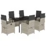 Set comedor jardín 7 pzas y cojines ratán sintético gris claro de , Conjuntos de jardín - Ref: Foro24-3212857, Precio: 942,78...