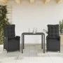 Set comedor de jardín 3 pzas con cojines ratán sintético negro de , Conjuntos de jardín - Ref: Foro24-3213320, Precio: 378,66...