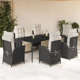 Set de comedor de jardín 7 pzas y cojines ratán sintético negro by , Garden sets - Ref: Foro24-3213383, Price: 1,00 €, Discou...