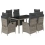Set comedor jardín 7 pzas y cojines ratán sintético gris von , Gartensets - Ref: Foro24-3213329, Preis: 1,00 €, Rabatt: %