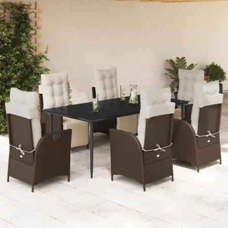 Set comedor de jardín 7 pzas con cojines ratán sintético marrón by , Garden sets - Ref: Foro24-3213411, Price: 1,00 €, Discou...