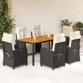 Set de comedor de jardín 7 pzas y cojines ratán sintético negro by , Garden sets - Ref: Foro24-3212904, Price: 878,58 €, Disc...