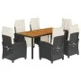 Set de comedor de jardín 7 pzas y cojines ratán sintético negro de , Conjuntos de jardín - Ref: Foro24-3212904, Precio: 880,4...