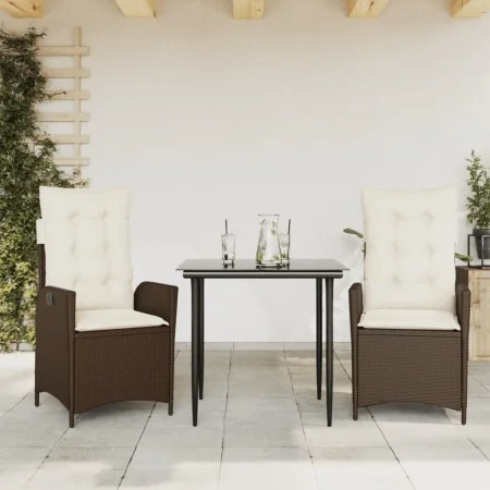 Set comedor de jardín 3 piezas y cojines ratán sintético marrón von , Gartensets - Ref: Foro24-3213194, Preis: 382,55 €, Raba...