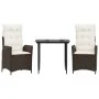 Set comedor de jardín 3 piezas y cojines ratán sintético marrón von , Gartensets - Ref: Foro24-3213194, Preis: 382,55 €, Raba...
