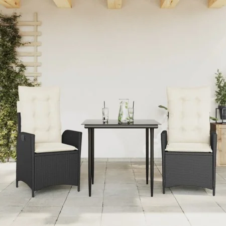 Set comedor de jardín 3 pzas con cojines ratán sintético negro by , Garden sets - Ref: Foro24-3213154, Price: 354,03 €, Disco...