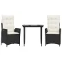Set comedor de jardín 3 pzas con cojines ratán sintético negro by , Garden sets - Ref: Foro24-3213154, Price: 354,03 €, Disco...