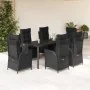 Set de comedor de jardín 7 pzas y cojines ratán sintético negro de , Conjuntos de jardín - Ref: Foro24-3213189, Precio: 868,6...
