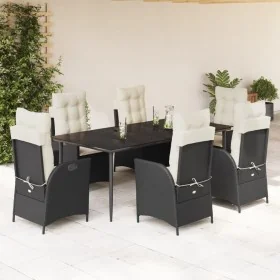 Set de comedor de jardín 7 pzas y cojines ratán sintético negro by , Garden sets - Ref: Foro24-3213161, Price: 934,24 €, Disc...