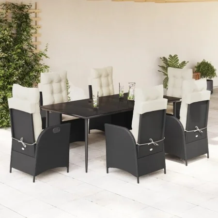 Set de comedor de jardín 7 pzas y cojines ratán sintético negro von , Gartensets - Ref: Foro24-3213161, Preis: 1,00 €, Rabatt: %