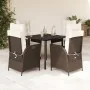 Set comedor de jardín 5 piezas y cojines ratán sintético marrón de , Conjuntos de jardín - Ref: Foro24-3213206, Precio: 612,6...