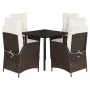 Set comedor de jardín 5 piezas y cojines ratán sintético marrón de , Conjuntos de jardín - Ref: Foro24-3213206, Precio: 612,6...