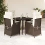 Set comedor de jardín 5 piezas y cojines ratán sintético marrón de , Conjuntos de jardín - Ref: Foro24-3213196, Precio: 625,9...