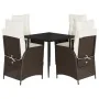 Set comedor de jardín 5 piezas y cojines ratán sintético marrón de , Conjuntos de jardín - Ref: Foro24-3213196, Precio: 625,9...