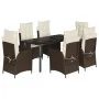 Set comedor de jardín 7 pzas con cojines ratán sintético marrón by , Garden sets - Ref: Foro24-3213210, Price: 929,45 €, Disc...