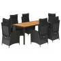 Set de comedor de jardín 7 pzas y cojines ratán sintético negro by , Garden sets - Ref: Foro24-3213100, Price: 916,76 €, Disc...