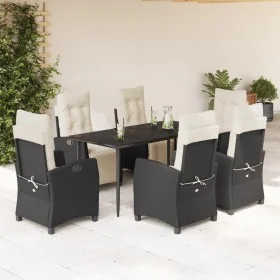 Set de comedor de jardín 7 pzas y cojines ratán sintético negro von , Gartensets - Ref: Foro24-3212950, Preis: 825,50 €, Raba...