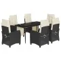 Set de comedor de jardín 7 pzas y cojines ratán sintético negro by , Garden sets - Ref: Foro24-3212950, Price: 841,17 €, Disc...