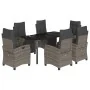 Set comedor jardín 7 pzas y cojines ratán sintético gris by , Garden sets - Ref: Foro24-3212999, Price: 1,00 €, Discount: %